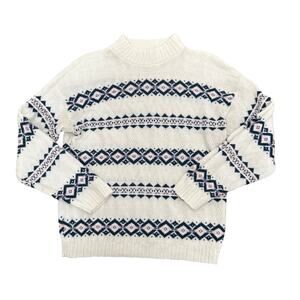 Rose Sweater Womens Size L White Geometric Design